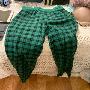 Green plaid pajama pants